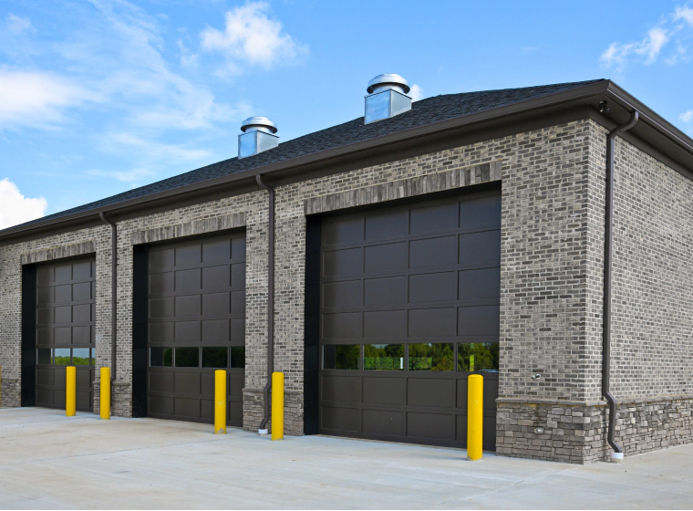 three commercial garages